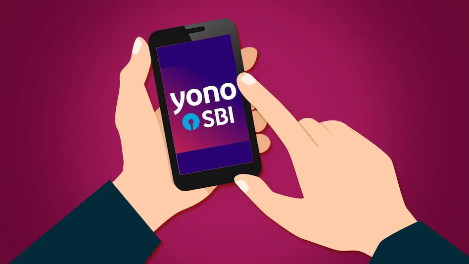 A person logging into SBI Bank's yono app