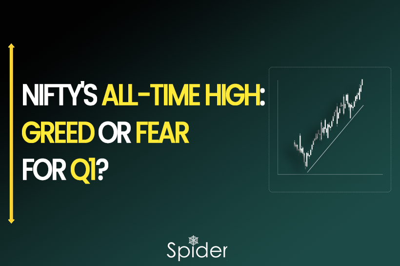 The image is of Nifty at All-Time Highs: Should You Be Greedy or Fearful for Q1?