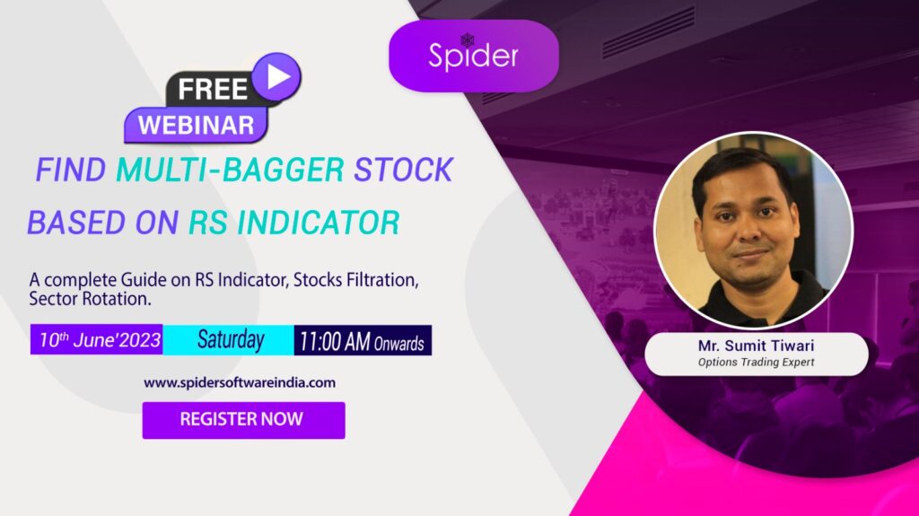 The image is of how to find multi-bagger stocks using RS Indicator. 