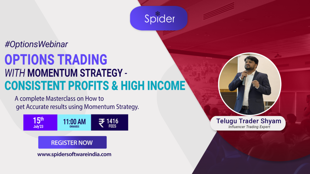 The image is of a Webinar on Options Trading on Momentum Strategy with High Profits & High Income