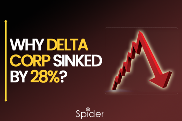 The image is of why Delta Corp fell 28% and what was the reason. with a downward arrow.