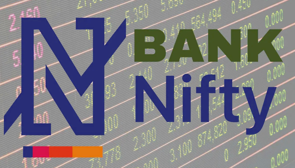 The image contains the symbol of Bank Nifty placed over a Stock  Chart Score Board.