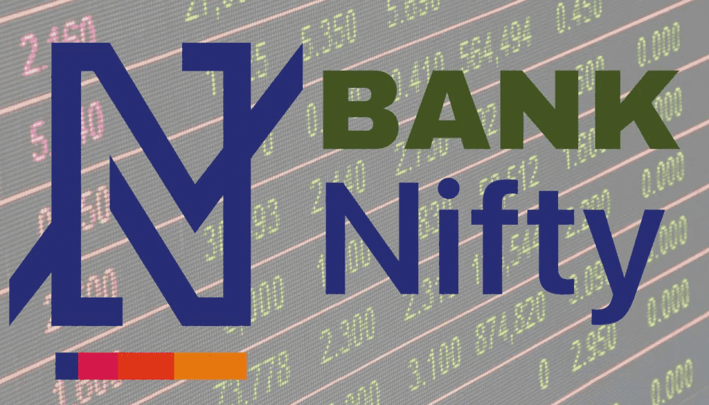 The image contains the symbol of Bank Nifty placed over a Stock Chart Score Board.