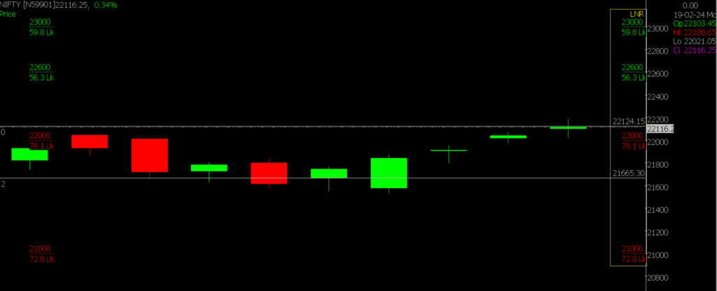 This picture shows a close-up of the Nifty Stock Market chart, used for predicting trends on February 20, 2024.