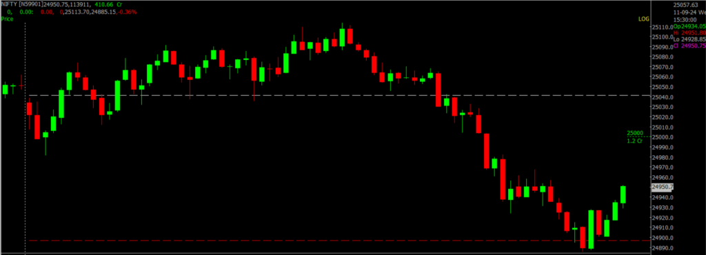 The image displays Intraday version of the Nifty Stock Market chart, used for predicting on Sept 12, 2024